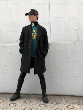 「やっぱりストリートが好き」｜「アイテム（チェスターコート）」を使った、Yu-sukaさん（メンズ・175cm）の秋コーディネート