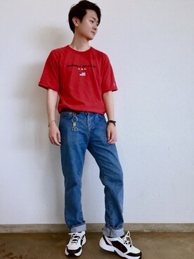 赤tシャツ のメンズ人気ファッションコーディネート Wear