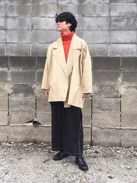 「my beautiful landlet（マイビューティフルランドレット）のアイテム（トレンチコート）」を使った、Yu-sukaさん（メンズ・175cm）の冬コーディネート