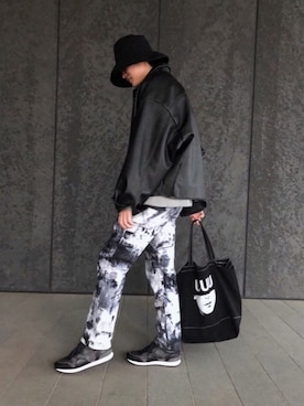 「shiyoh」｜「アイテム（ライダースジャケット）」を使った、Yu-sukaさん（メンズ・175cm）の春コーディネート