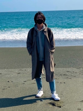 「春めきシューズ」｜「アイテム（ステンカラーコート）」を使った、Yu-sukaさん（メンズ・175cm）の春コーディネート