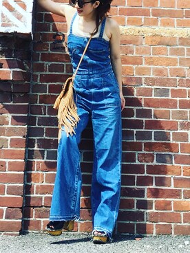 「MOUSSY（マウジー）のアイテム（サロペット/オーバーオール）」を使った、ritononさん（レディース・156cm）の夏コーディネート