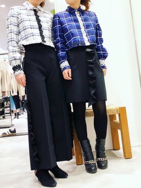 「MSGM（エムエスジーエム）のアイテム（パンツ）」を使った、ritononさん（レディース・156cm）の冬コーディネート