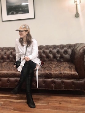 「バーバリー」｜「アイテム（シャツワンピース）」を使った、ritononさん（レディース・156cm）の春コーディネート
