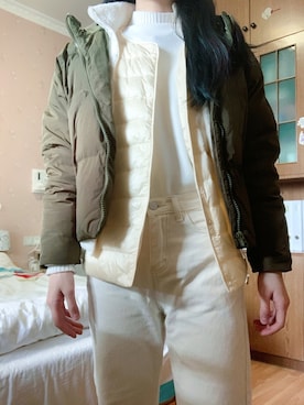 「日系极简」｜「アイテム（その他アウター）」を使った、Aprilさん（レディース・161cm）の冬コーディネート