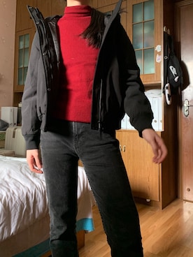 「UNIQLO（ユニクロ）のアイテム（スタジャン）」を使った、Aprilさん（レディース・161cm）の冬コーディネート