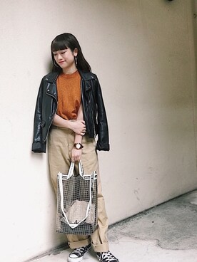 「BEAUTY&YOUTH UNITED ARROWS」｜「アイテム（ライダースジャケット）」を使った、kyorotaさん（レディース・150cm）の春コーディネート