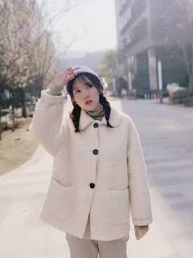 「cache cache（カシュ カシュ）のアイテム（パンツ）」を使った、水果硬糖咬不动さん（レディース・167cm）の冬コーディネート