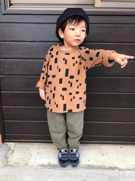 「秋のブラウンスタイル」｜「アイテム（ハンチング/ベレー帽）」を使った、ゆーせいさん（キッズ・100cm）の秋コーディネート