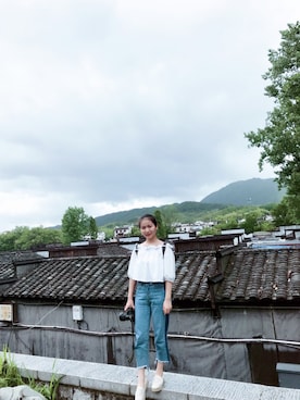 「ZARA（ザラ）のアイテム（Tシャツ/カットソー、ホワイト系）」を使った、blabaさん（レディース）の秋コーディネート