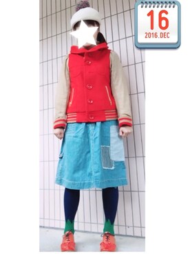 「カオリノモリ」｜「アイテム（ブルゾン）」を使った、まっきぃ〜さん（レディース・157cm）の冬コーディネート