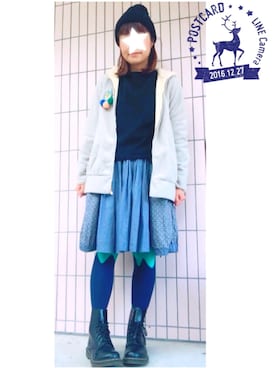 「POU DOU DOU（プードゥドゥ）のアイテム（ブローチ/コサージュ）」を使った、まっきぃ〜さん（レディース・157cm）の冬コーディネート