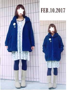 「青×白」｜「アイテム（その他アウター）」を使った、まっきぃ〜さん（レディース・157cm）の冬コーディネート