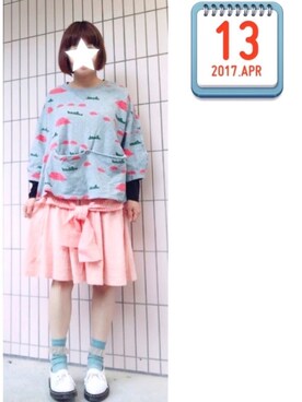 「アメリカンアパレル」｜まっきぃ〜さん（レディース・157cm）の春コーディネート