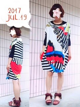 「クルクルヘアー」｜まっきぃ〜さん（レディース・157cm）の夏コーディネート