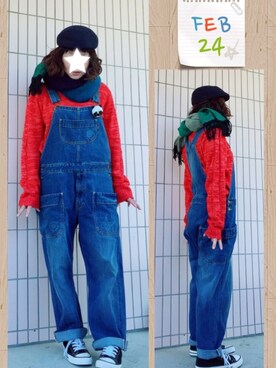 「アイテム（ブローチ/コサージュ、ホワイト系）」を使った、まっきぃ〜さん（レディース・157cm）の冬コーディネート