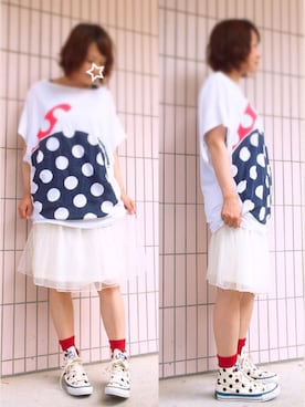 「mercibeaucoup,（メルシーボークー）のアイテム（ワンピース/ドレス）」を使った、まっきぃ〜さん（レディース・157cm）の夏コーディネート