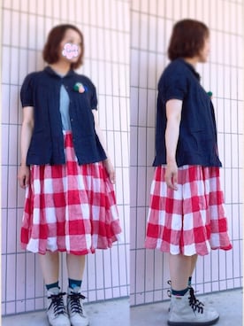 「POU DOU DOU（プードゥドゥ）のアイテム（ブローチ/コサージュ）」を使った、まっきぃ〜さん（レディース・157cm）の夏コーディネート