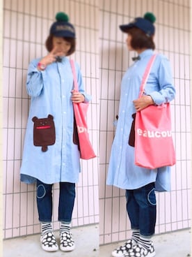 「mercibeaucoup,（メルシーボークー）のアイテム（アクセサリー）」を使った、まっきぃ〜さん（レディース・157cm）の秋コーディネート