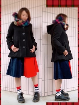 「mercibeaucoup,（メルシーボークー）のアイテム（アクセサリー）」を使った、まっきぃ〜さん（レディース・157cm）の冬コーディネート