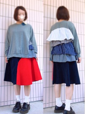「mercibeaucoup,（メルシーボークー）のアイテム（アクセサリー）」を使った、まっきぃ〜さん（レディース・157cm）の秋コーディネート