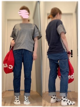 「mercibeaucoup,（メルシーボークー）のアイテム（シャツ/ブラウス）」を使った、まっきぃ〜さん（レディース・157cm）の夏コーディネート