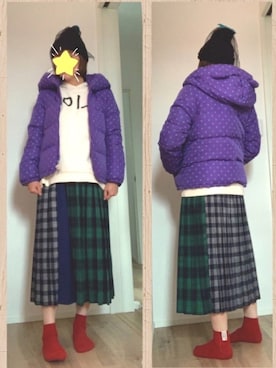 「Candy Stripper（キャンディストリッパー）のアイテム（ダウンジャケット/コート）」を使った、まっきぃ〜さん（レディース・157cm）の冬コーディネート