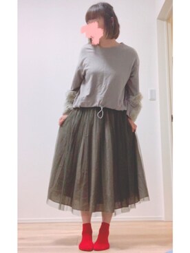 まっきぃ〜さんの「Ray BEAMS / チュール ギャザースカート」を使ったコーディネート