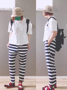「CHUMS（チャムス）のアイテム（帽子）」を使った、まっきぃ〜さん（レディース・156cm）の夏コーディネート
