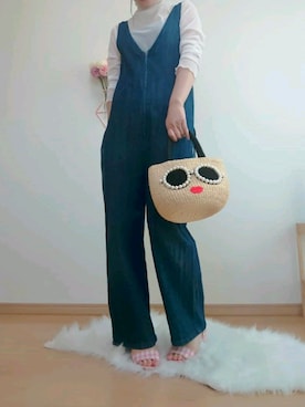 「jouetie（ジュエティ）のアイテム（サロペット/オーバーオール）」を使った、mutomo27さん（レディース・158cm）の夏コーディネート