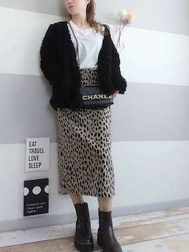 「CFT.（シフト）のアイテム（ノーカラージャケット）」を使った、mutomo27さん（レディース・158cm）の冬コーディネート