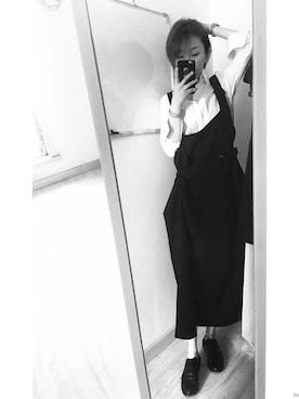「Yohji Yamamoto（ヨウジヤマモト）のアイテム（サロペット/オーバーオール）」を使った、Makoto Leeさん（レディース・174cm）の夏コーディネート