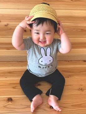 「Birthday（バースデイ）のアイテム（帽子、ベージュ系）」を使った、Wako ☺︎さん（キッズ）の夏コーディネート