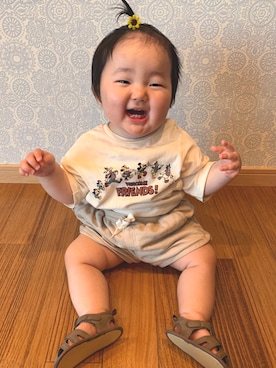 「西松屋（ニシマツヤ）のアイテム（ヘアアクセサリー、イエロー系）」を使った、Wako ☺︎さん（キッズ）の夏コーディネート