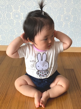 「西松屋（ニシマツヤ）のアイテム（ヘアアクセサリー、ホワイト系）」を使った、Wako ☺︎さん（キッズ）の夏コーディネート