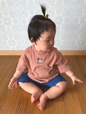 「西松屋（ニシマツヤ）のアイテム（ヘアアクセサリー、イエロー系）」を使った、Wako ☺︎さん（キッズ）の夏コーディネート