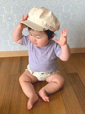 「Birthday（バースデイ）のアイテム（帽子、ホワイト系）」を使った、Wako ☺︎さん（キッズ）の夏コーディネート