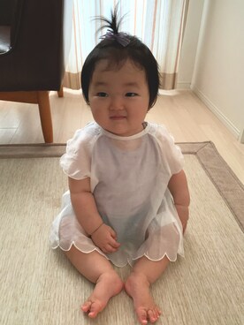 「Birthday（バースデイ）のアイテム（ヘアアクセサリー、パープル系）」を使った、Wako ☺︎さん（キッズ）の夏コーディネート