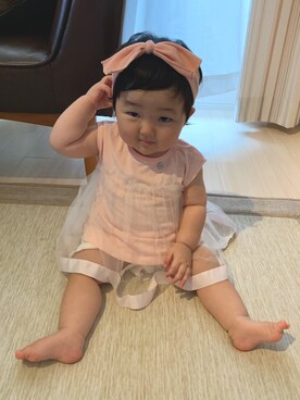 「Birthday（バースデイ）のアイテム（ヘアアクセサリー、ピンク系）」を使った、Wako ☺︎さん（キッズ）の夏コーディネート