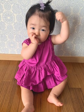 「Birthday（バースデイ）のアイテム（ヘアアクセサリー、パープル系）」を使った、Wako ☺︎さん（キッズ）の夏コーディネート