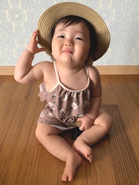 「Birthday（バースデイ）のアイテム（帽子、ベージュ系）」を使った、Wako ☺︎さん（キッズ）の夏コーディネート
