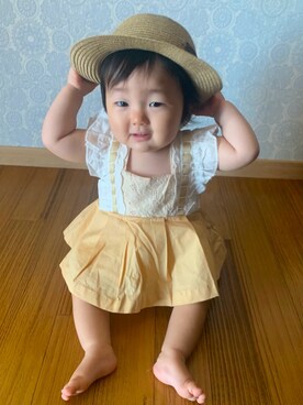 「Birthday（バースデイ）のアイテム（帽子、ベージュ系）」を使った、Wako ☺︎さん（キッズ）の夏コーディネート