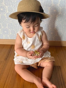 「Birthday（バースデイ）のアイテム（帽子、ベージュ系）」を使った、Wako ☺︎さん（キッズ）の秋コーディネート