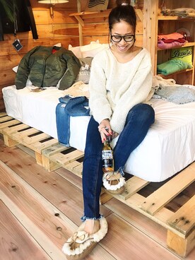 「BAD（バッド）のアイテム」を使った、ozakiさん（レディース・160cm）の秋コーディネート