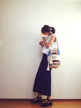 「coca（coca）（コカ）のアイテム（アクセサリー）」を使った、coteさん（レディース・170cm）の夏コーディネート