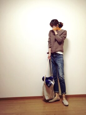 「Doシンプル部」｜「アイテム（スウェット）」を使った、coteさん（レディース・170cm）の冬コーディネート