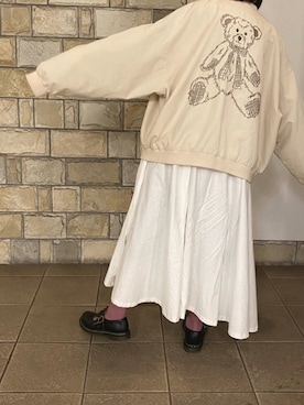 「merry jenny（メリージェニー）のアイテム（ブルゾン）」を使った、なのさん（レディース・156cm）の春コーディネート