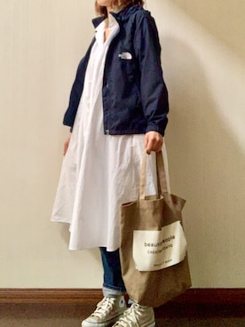 「THE NORTH FACE」｜「アイテム（シャツワンピース）」を使った、rui*さん（レディース・164cm）の春コーディネート