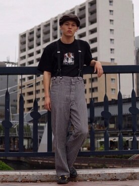 「平成最後のWEARISTAセンバツ」｜「アイテム（ハンチング/ベレー帽）」を使った、大吉さん（メンズ・174cm）の春コーディネート