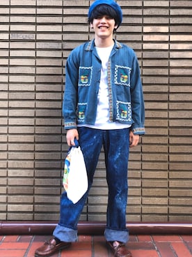 「無（ム）のアイテム（ハンチング/ベレー帽）」を使った、大吉さん（メンズ・174cm）の夏コーディネート
